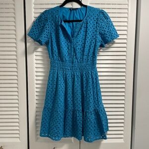 Turquoise Eyelet short dress